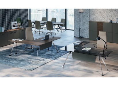 Eckschreibtisch Bürotisch Computertisch Büromöbel Designermöbel Glastisch Neu