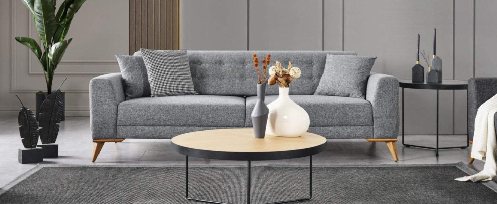 Modern Dreisitzer Sofa Grau Couchen luxus Möbel im Wohnzimmer 223cm