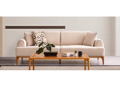 Modern Sofa 3 Sitzer Wohnzimmer Beige xxl 220cm Luxus Möbel Sofas Couchen