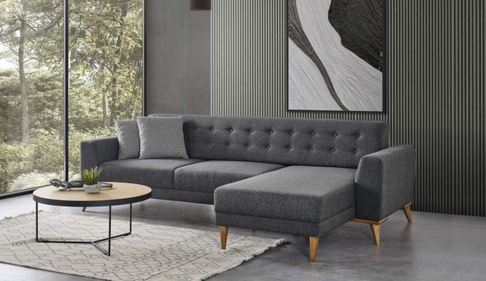 Luxus Ecksofa L - Form moderne Grau Couch Designer Möbel Wohnzimmer