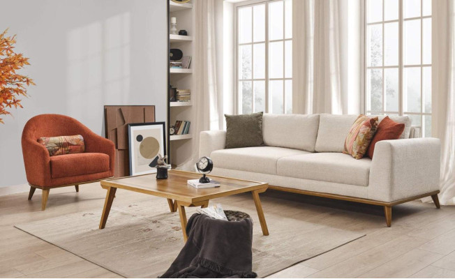 Sofagarnitur 3 + 1 Sitzer Design Möbel 2tlg Beige Couchen Sofa Textil