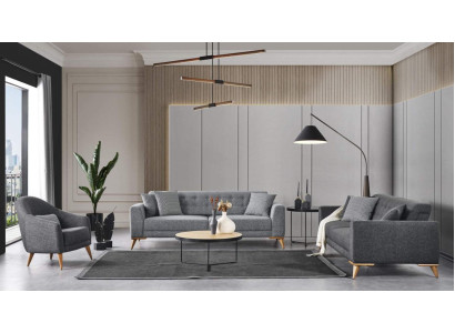 Stilvoll Wohnzimmer set 3tlg. Luxus Möbel Grau Modern Design 3+1 Sofa