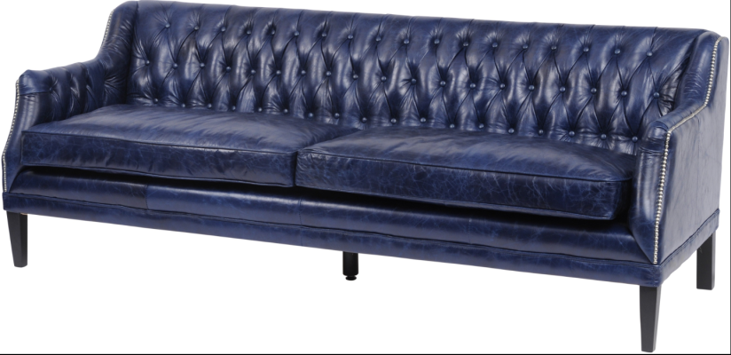 Blaue Chesterfield Sofa Couch Polster Stoff Leder Couchen Garnitur 4 Sitzer neu