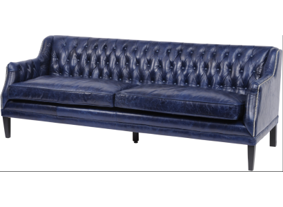 Blaue Chesterfield Sofa Couch Polster Stoff Leder Couchen Garnitur 4 Sitzer neu