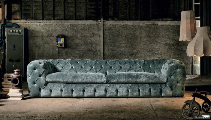 Luxus Chesterfield Designer Couchen Leder Sofa Textil Stoff xxl big couchen