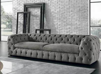 Klassische Dreisitzer Couch Sofa Polster 3 Sitzer Stoff Stoffsofa Chesterfield