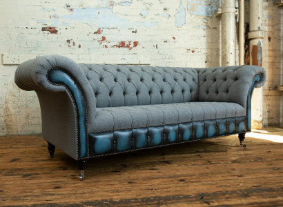 Designer Chesterfield graue Sofas Polster Couchen Textil Relax Möbel