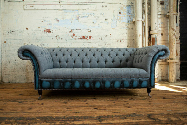 Designer Chesterfield graue Sofas Polster Couchen Textil Relax Möbel