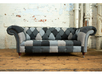 Sofa 3 Sitzer Couch design Chesterfield Sitz Garnitur Leder Textil Polster Neu