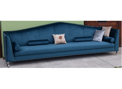 Sofa Couch Polster Stoff Leder Couchen Blaue Garnitur 5 Sitzers