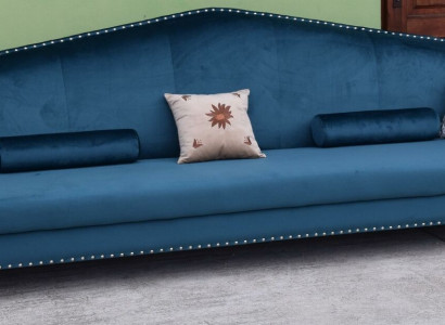 Sofa Couch Polster Stoff Leder Couchen Blaue Garnitur 5 Sitzers
