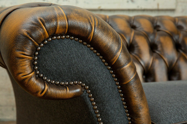 Design Chesterfield Sofa 3 Couch Sofa Set Stoff Polster Leder Dreisitzer