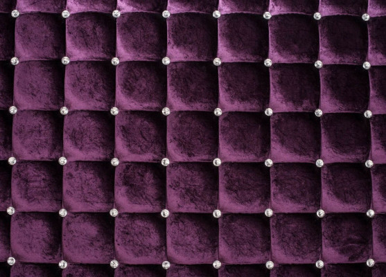 Lila Luxus Samt Textil Bett Doppel Betten Chesterfield mit Kristallsteinen Neu