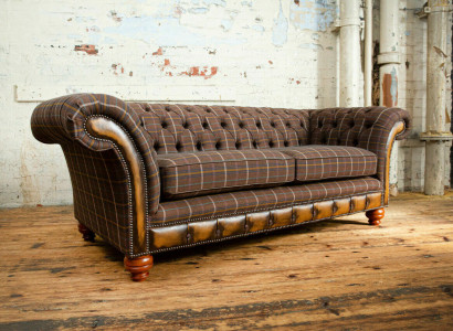 Klassische Chesterfield Sofa 3 Sitzer Design Sofas Polster Couchen Leder Braun