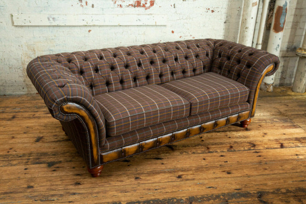 Klassische Chesterfield Sofa 3 Sitzer Design Sofas Polster Couchen Leder Braun