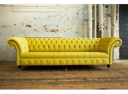 Design Sofa 4 Sitzer Polster Luxus Klassische Textil Chesterfield Sofas Couch