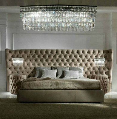 Bett Polster Luxus Doppel Betten Schlaf Zimmer Textil Chesterfiel King Size