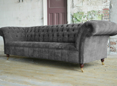 Dreisitzer Chesterfield Graue Couch Polster Sofas Moderne Couchen