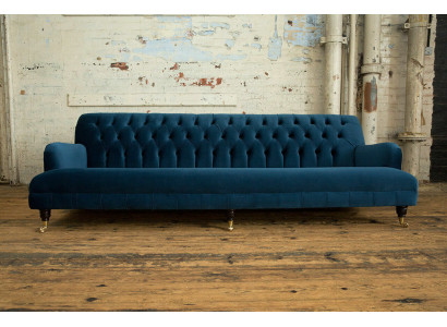Großer blauer Chesterfield Viersitzer xxl Luxus Sofa Couch Polster Möbel