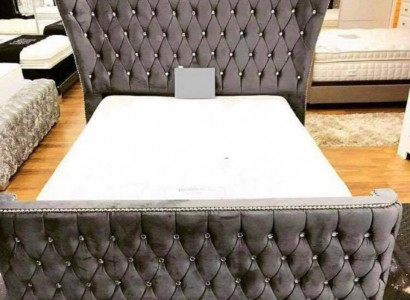 Chesterfield Textil Bett Schlafzimmer Betten Doppel Polster 140/160/180/200 cm