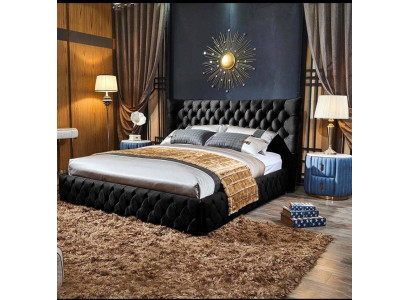 Chesterfield Schwarzes Bett Schlafzimmer Betten Textil Samt Big Hotel Betten