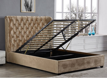 Beiges Chesterfield Polsterbett Luxus Schlafzimmer Design Betten