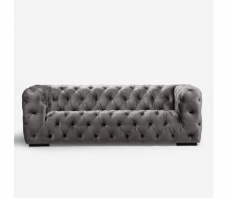 Graues Chesterfield Sofa Couch Polster Stoff Leder Couchen Polster Garnitur