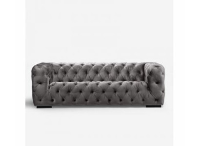 Graues Chesterfield Sofa Couch Polster Stoff Leder Couchen Polster Garnitur