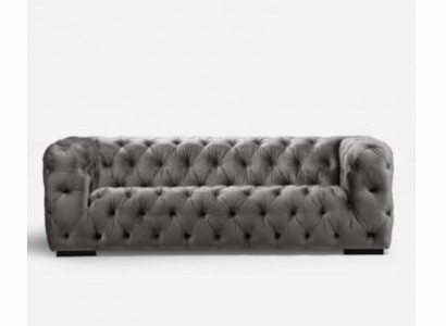 Graues Chesterfield Sofa Couch Polster Stoff Leder Couchen Polster Garnitur