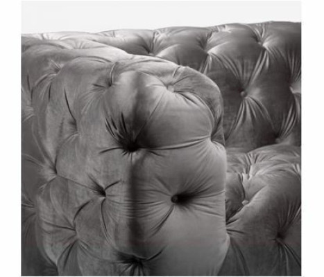 Graues Chesterfield Sofa Couch Polster Stoff Leder Couchen Polster Garnitur