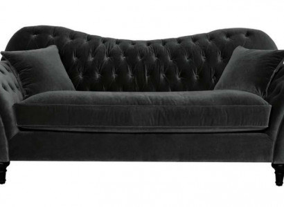 Couchen Polster Sofa Sofas Chesterfield Schwarz Dreisitzer Stoff Wohnzimmer Neu