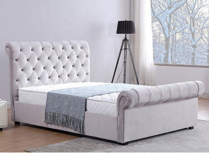 Klassisches Samt Textil Bett Doppel Hotel Betten Gepolsterte Schlazimmer 180x200 cm