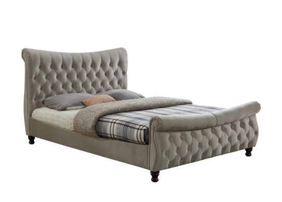 Chesterfield Textil Polster Bett Designer Betten Beige Hotel Doppel Schlafzimmer