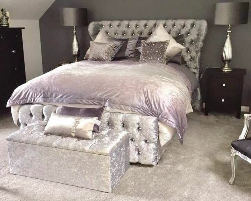 Chesterfield Turkis Grün Designer Bett Schlafzimmer Textil Leder Polster 180x200 cm