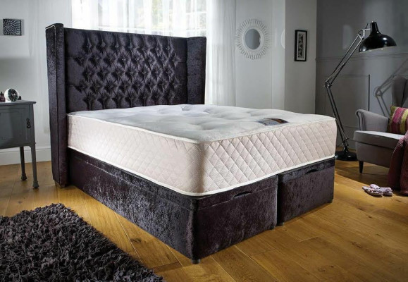 Chesterfield Designer Bett Schlafzimmer Textil Leder Polster Samt 160x200 Neu