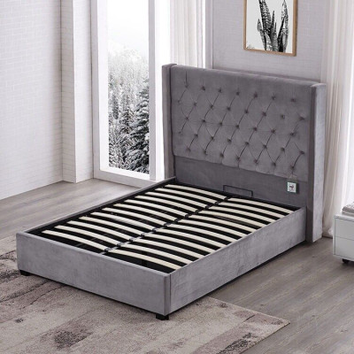 Bett Chesterfield Polsterbett Luxus Schlafzimmer Design Betten Textil Leder Neu