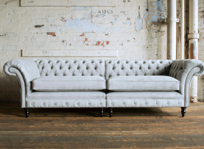 Hochwertige Chesterfield Polster Couch Textil Sofa günstig Microfaser Sofas Neu