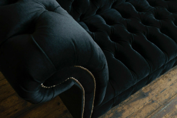 Chesterfield Dreisitzer Couch Polster Design Sofa 3er Sitz Sofas Zimmer Schwarz