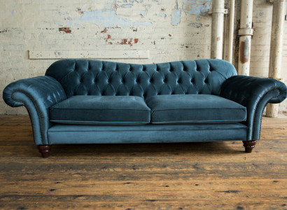 Chesterfield 4 Sitzer Couch Polster Textil Couchen Wohnzimmer Sofa