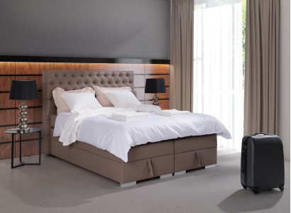 Komplettes Boxspring Bett Matratze Topper Hotel Doppel Betten Chesterfield Neu