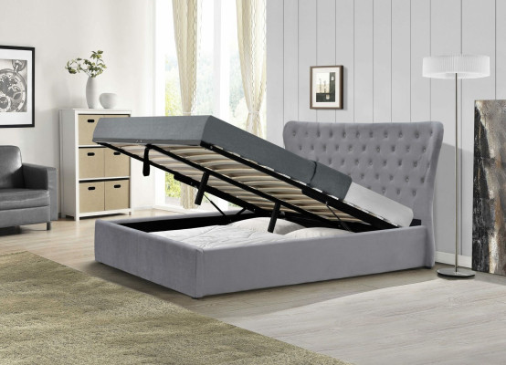 Graues Chesterfield Doppelbett Luxus Betten Designer Schlafzimmer Bett