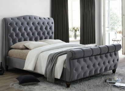 Klassisches Samt Textil Bett Doppel Betten Gepolsterte Hotel Schlazimmer 180x200