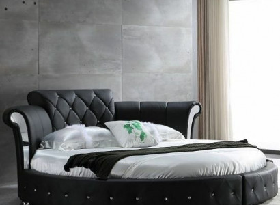 Luxus Chesterfield Bett Design Runde Polster Klassische Rundbett Leder Samt