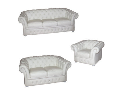 Weiße Chesterfield Sofa 3+2+1 SITZER Polster Designer Sofas Garnitur