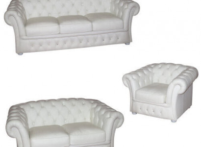 Weiße Chesterfield Sofa 3+2+1 SITZER Polster Designer Sofas Garnitur