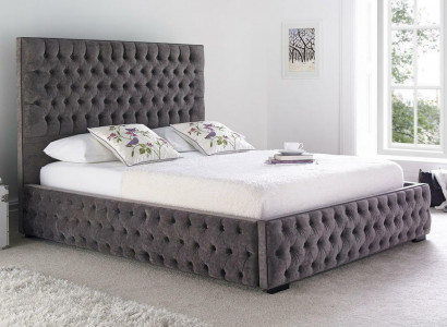 Graues Chesterfield Doppelbett Hotel und Schlafzimmer Betten