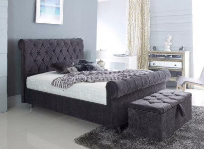 Chesterfield Design Samt Bett Luxus Textil Betten Schlafzimmer Doppel