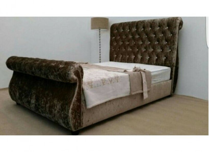 Chesterfield Design Bett Schlafzimmer Textil Samt Leder Polster Hotel Betten Neu