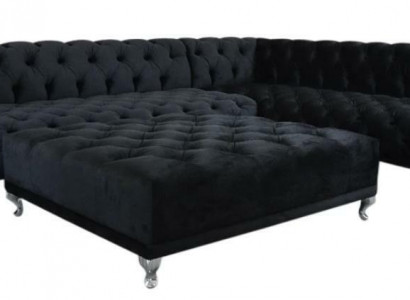 Ecksofa Chesterfield Design Couch Polster Eckgarnitur + Hocker Eckcouch