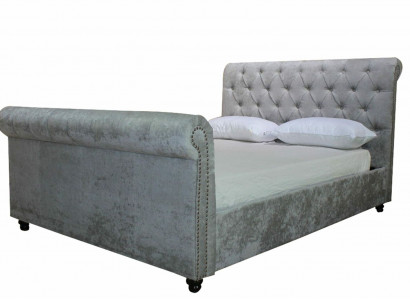 Design Chesterfield Bett Textil Samt Polster Leder Hotel Betten Schlafzimmer Neu